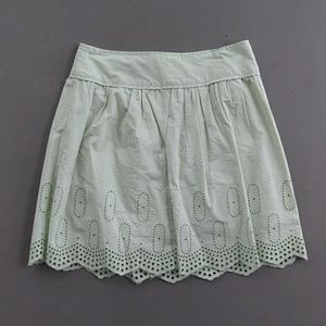 Loft NWT Pale Green Eyelet Trim Skirt